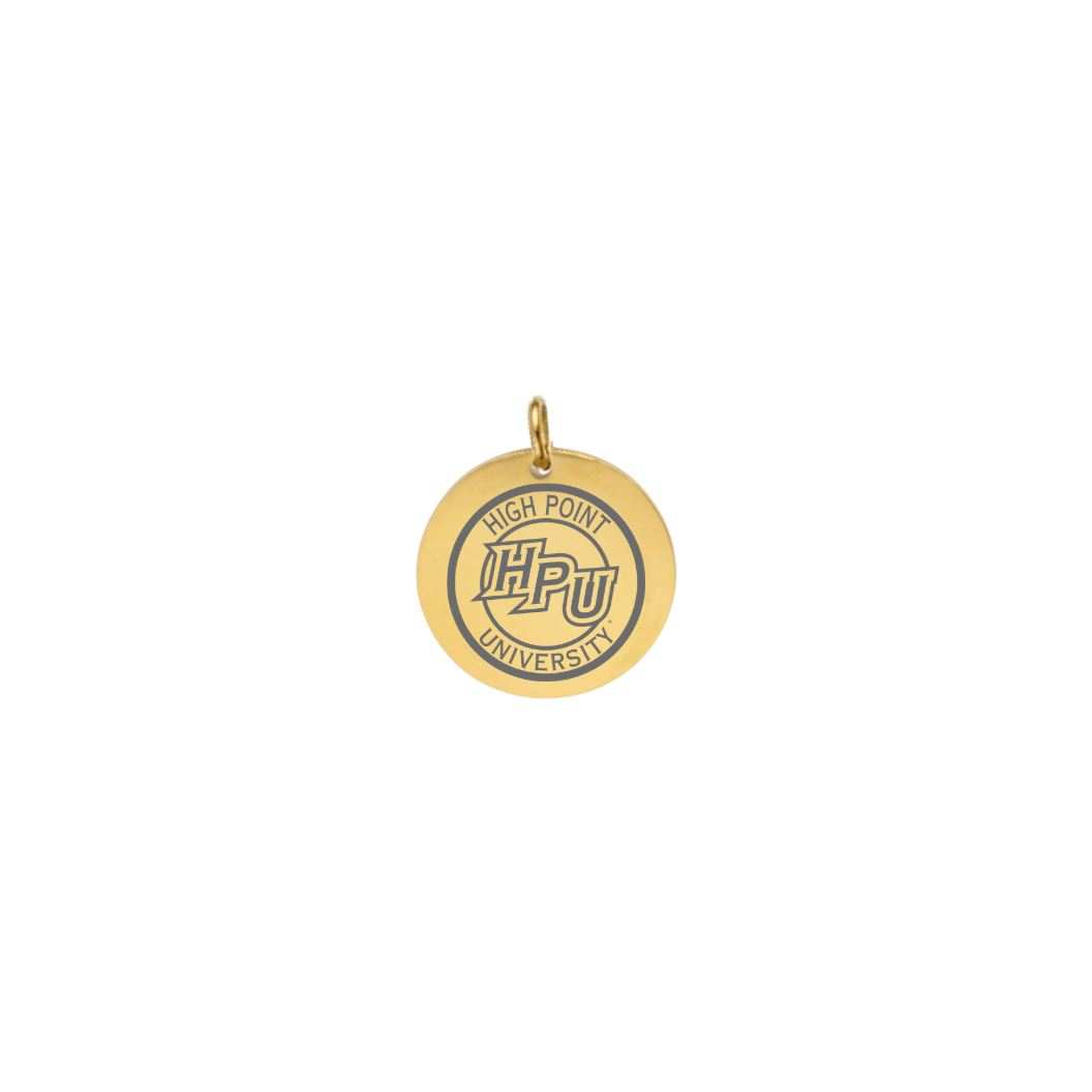 High Point University Small Gold Round Charm - High Point University HPU Logo