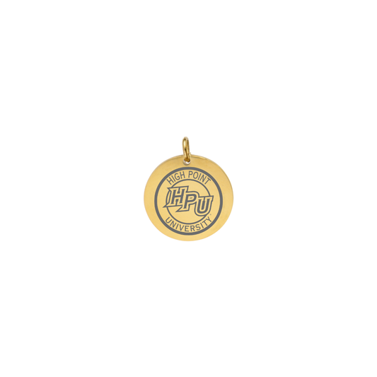 High Point University Small Gold Round Charm - High Point University HPU Logo