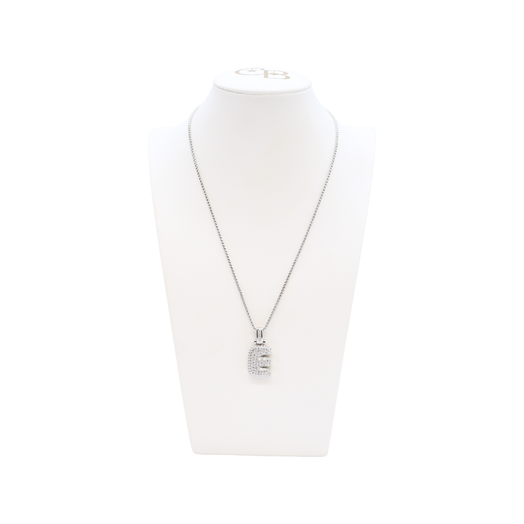 Silver Rhinestone Letter Bubble Necklace