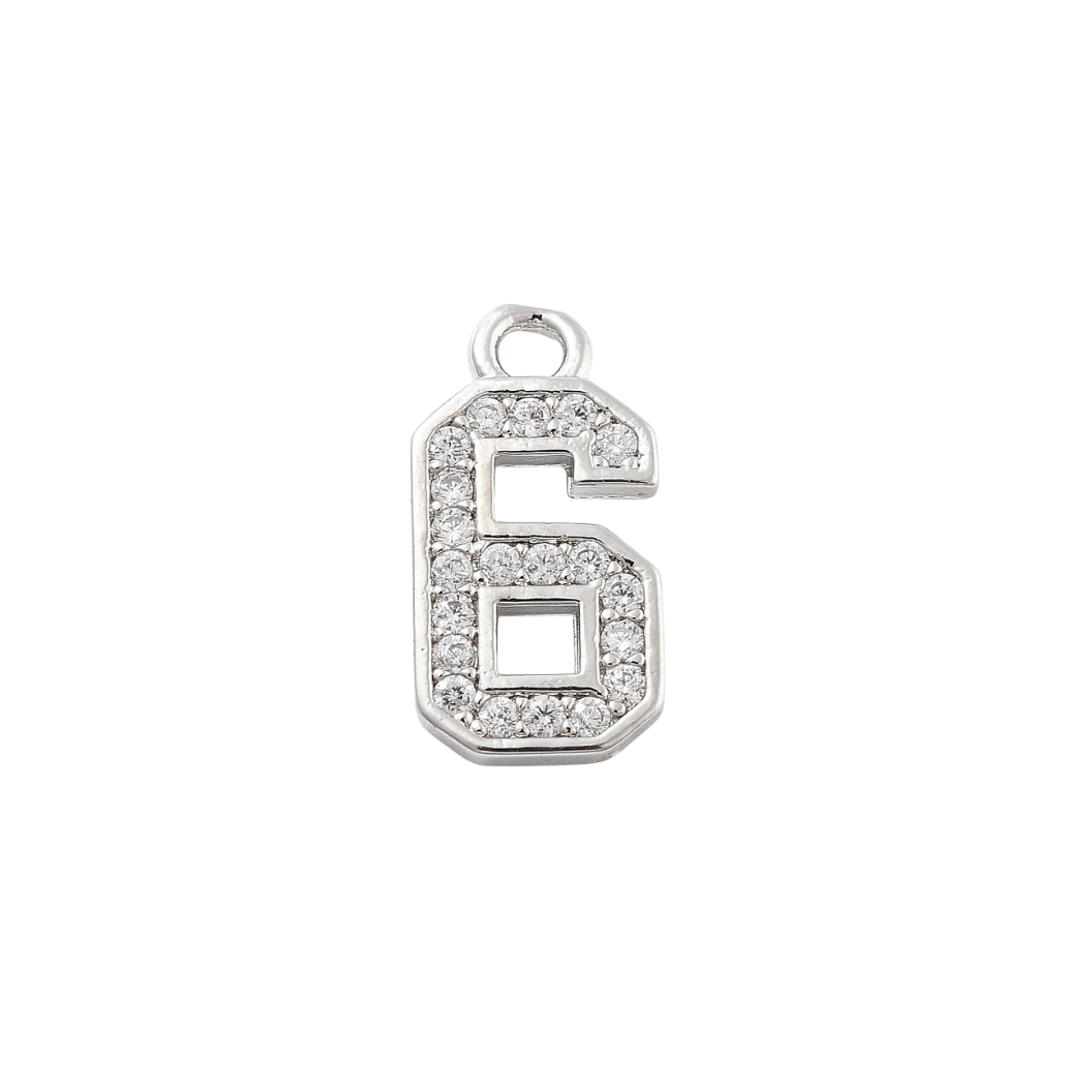 Silver Pave Number Charm | Number Charm