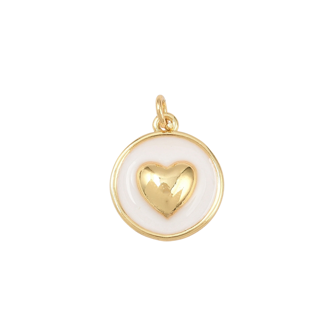 Gold Beloved Heart White Charm