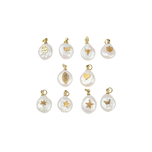 Gold Pearl Story Symbols Charm
