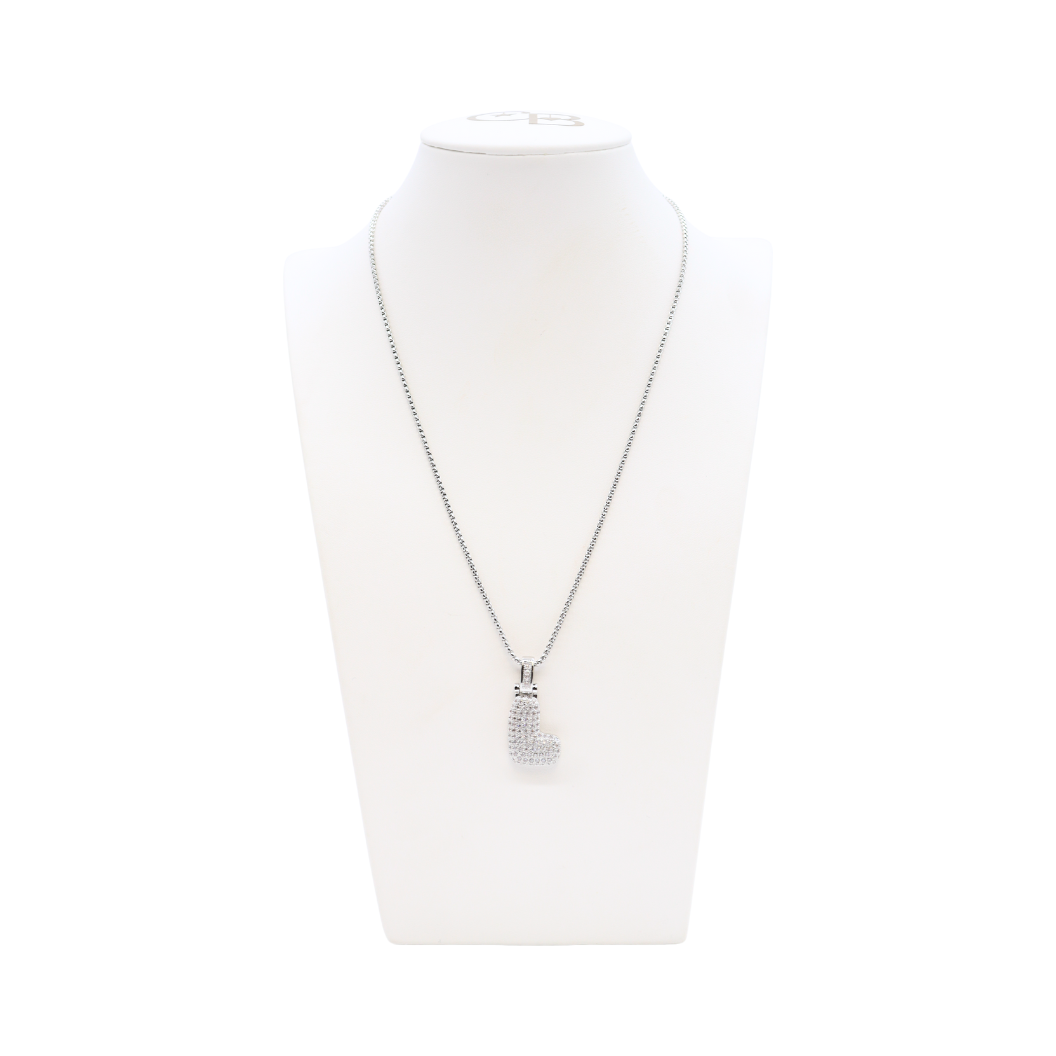 Silver Rhinestone Letter Bubble Necklace