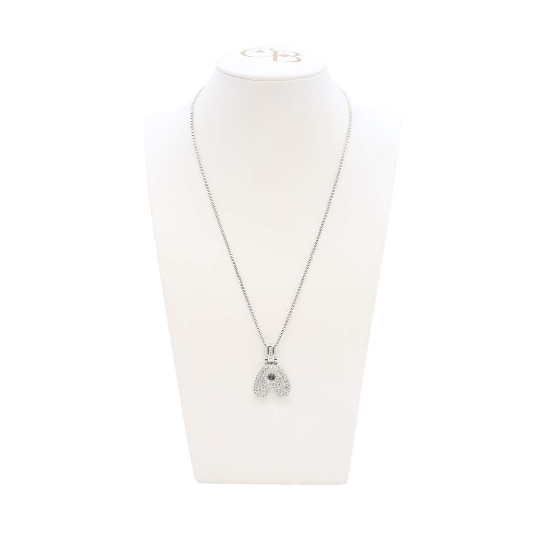 Silver Rhinestone Letter Bubble Necklace