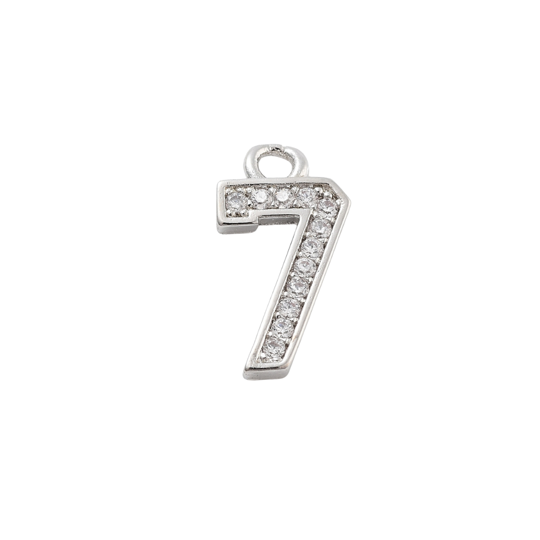 Silver Pave Number Charm | Number Charm