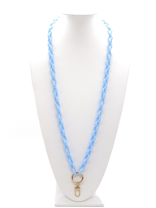 Pastel Blue Lanyard with Gold Hardware