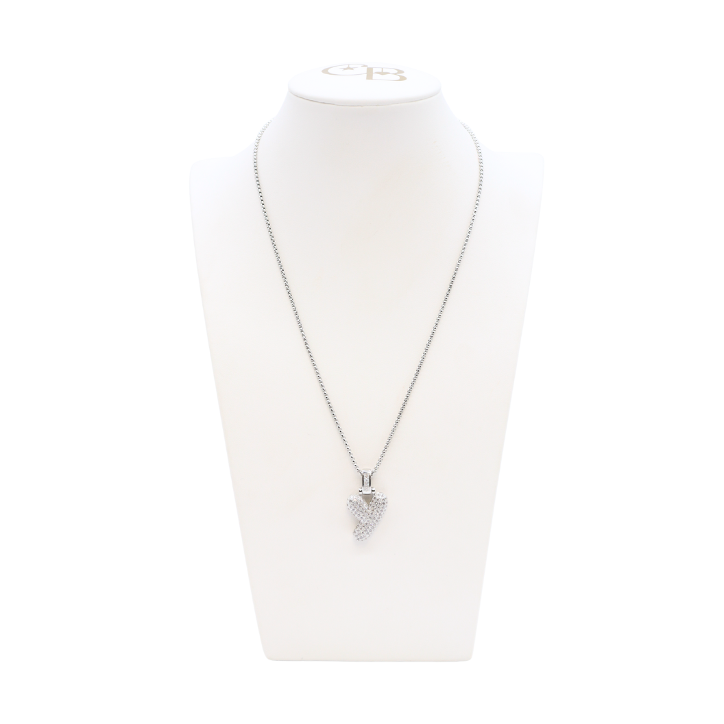 Silver Rhinestone Letter Bubble Necklace