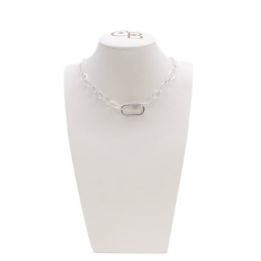 Avery Kate Necklace with Gabi Carabiner on a White Bust