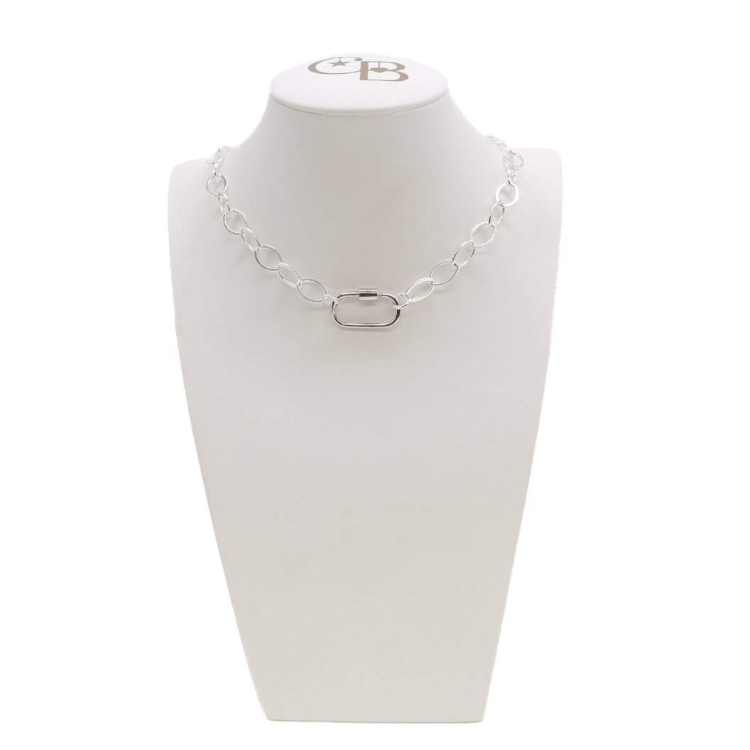 Avery Kate Necklace with Piper Carabiner on a White Bust