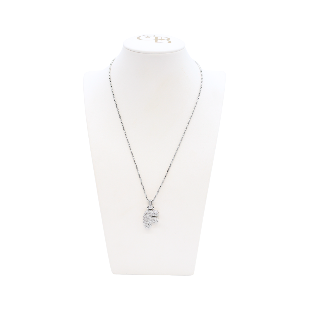 Silver Rhinestone Letter Bubble Necklace