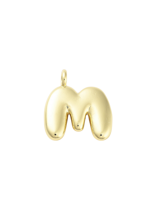 Gold Bubble Letter "M" Charm