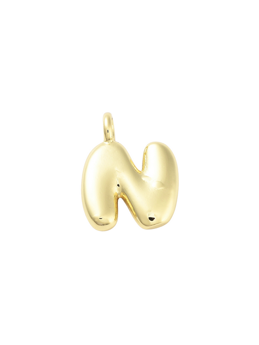 Gold Bubble Letter "N" Charm