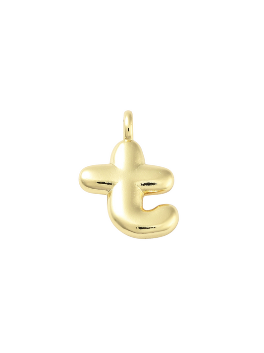 Gold Bubble Letter "T" Charm