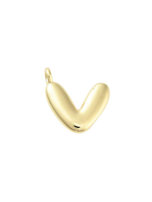 Gold Bubble Letter "V" Charm