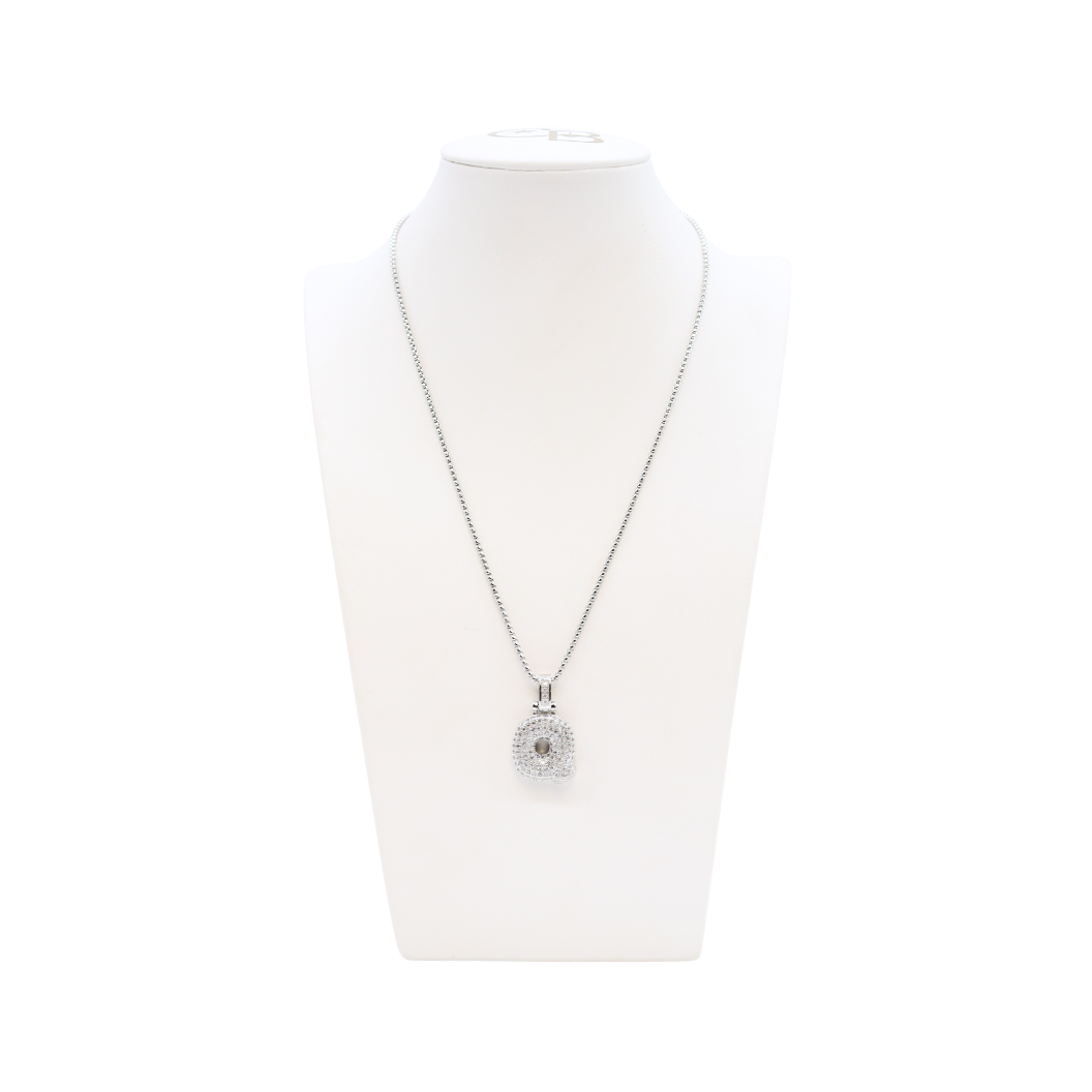 Silver Rhinestone Letter Bubble Necklace