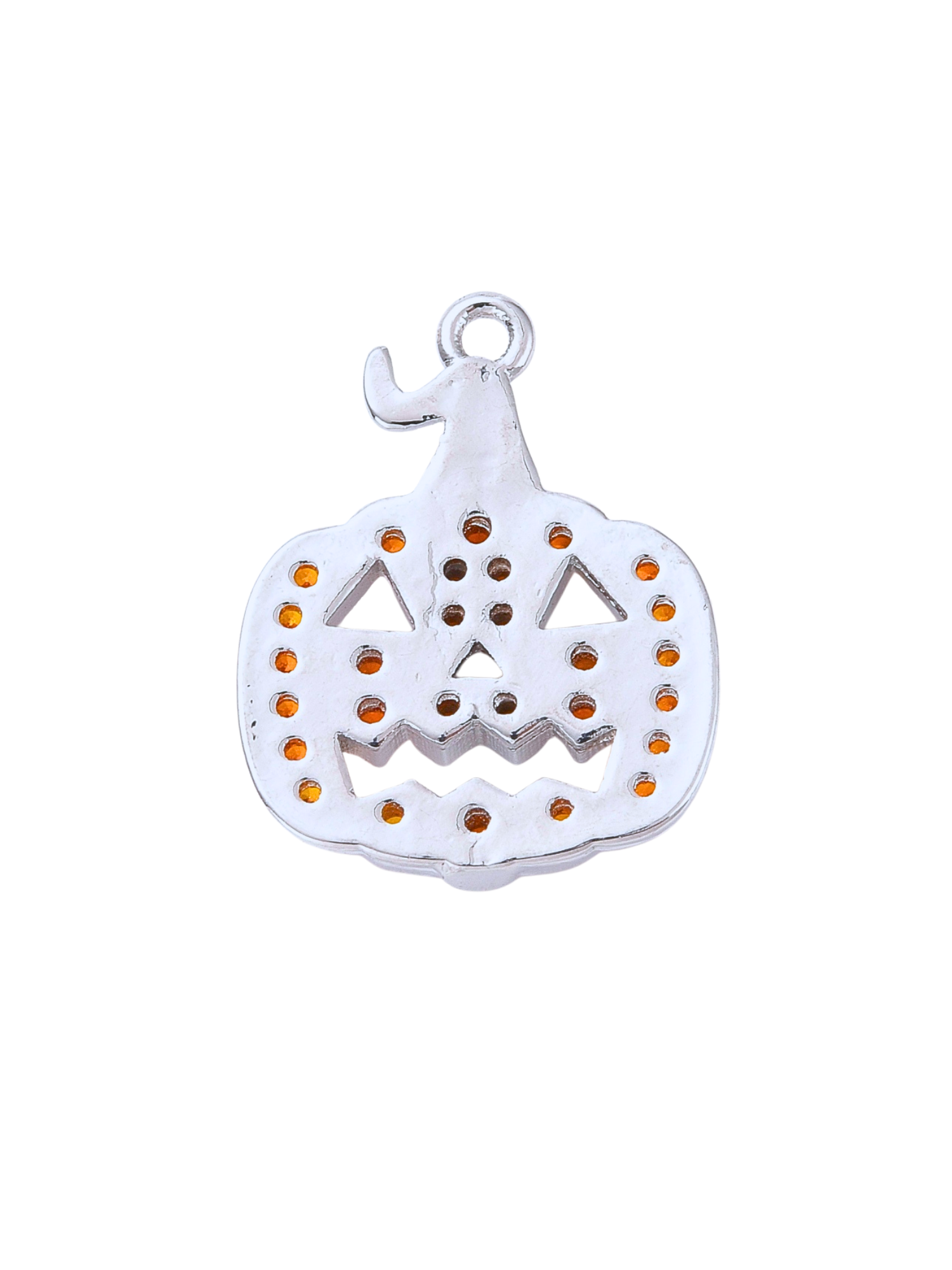 Back of Silver and Orange Rhinestone Jack-o-Lantern