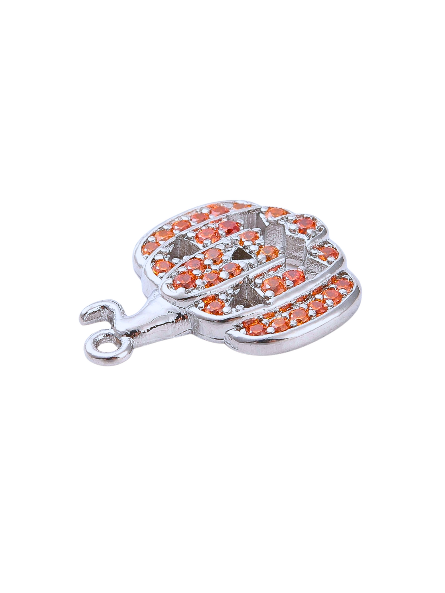 Side of Silver and Orange Rhinestone Jack-o-Lantern