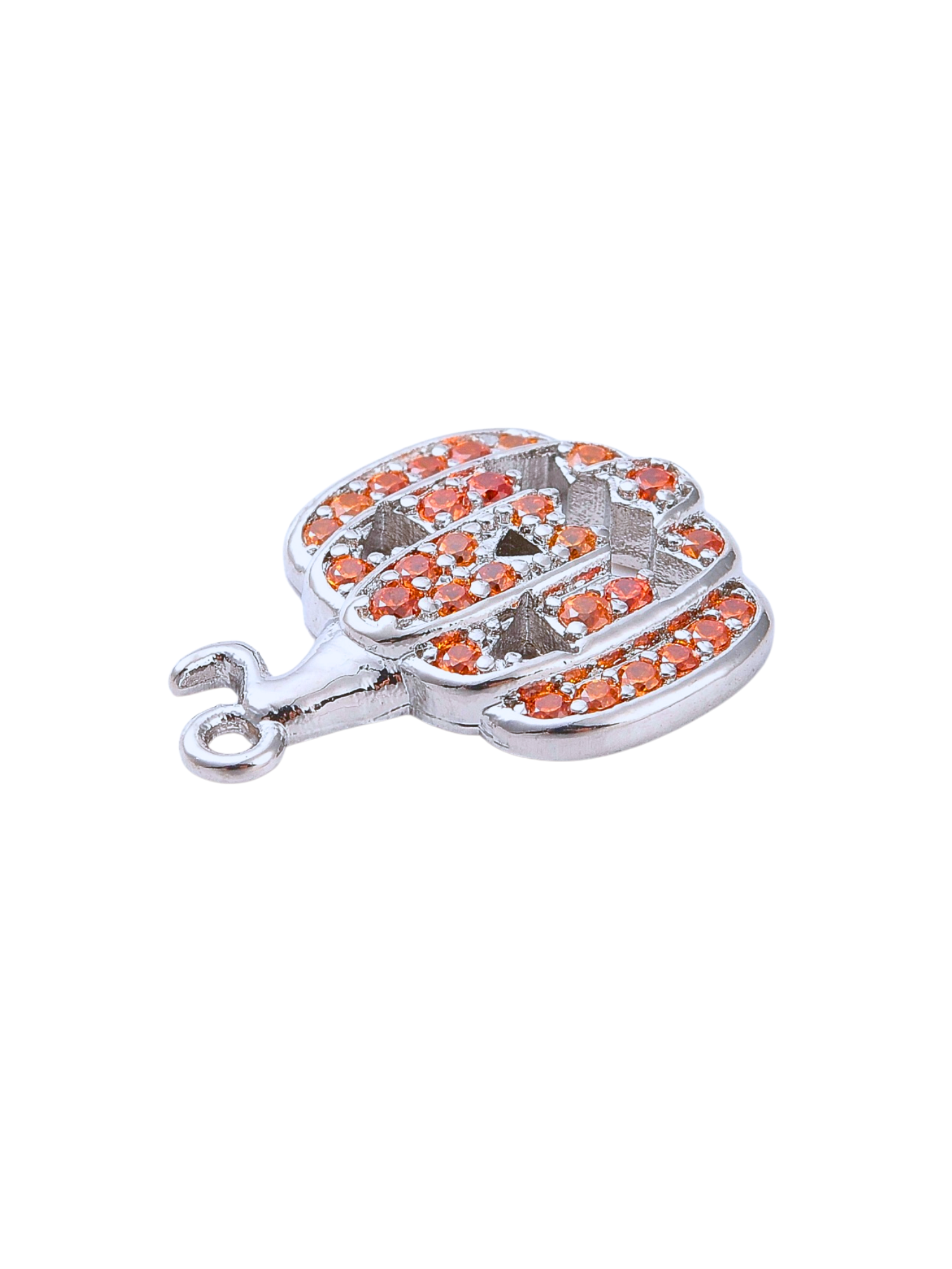 Side of Silver and Orange Rhinestone Jack-o-Lantern