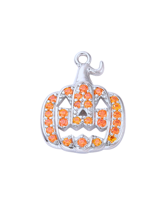 Silver and Orange Rhinestone Jack-o-Lantern