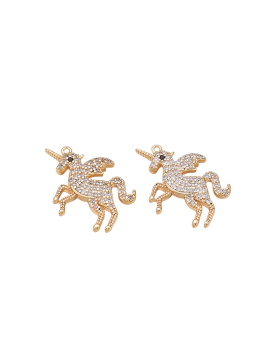 Front of the Gold Rhinestone Unicorn Charm