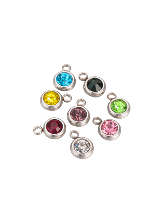 Front of the Silver Rhinestone Charms in Assorted Colors