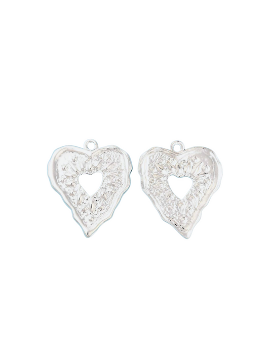 Front and back of the Silver Embossed Heart Charm