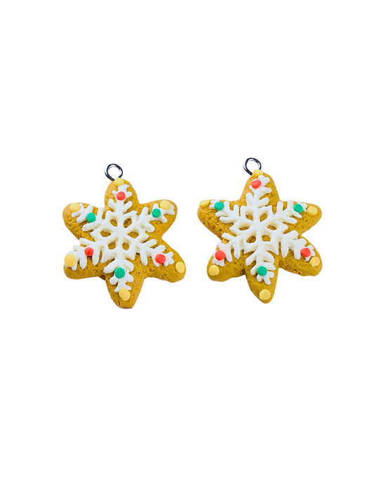 Front view of two Snowflake Cookie Lanyard Charms