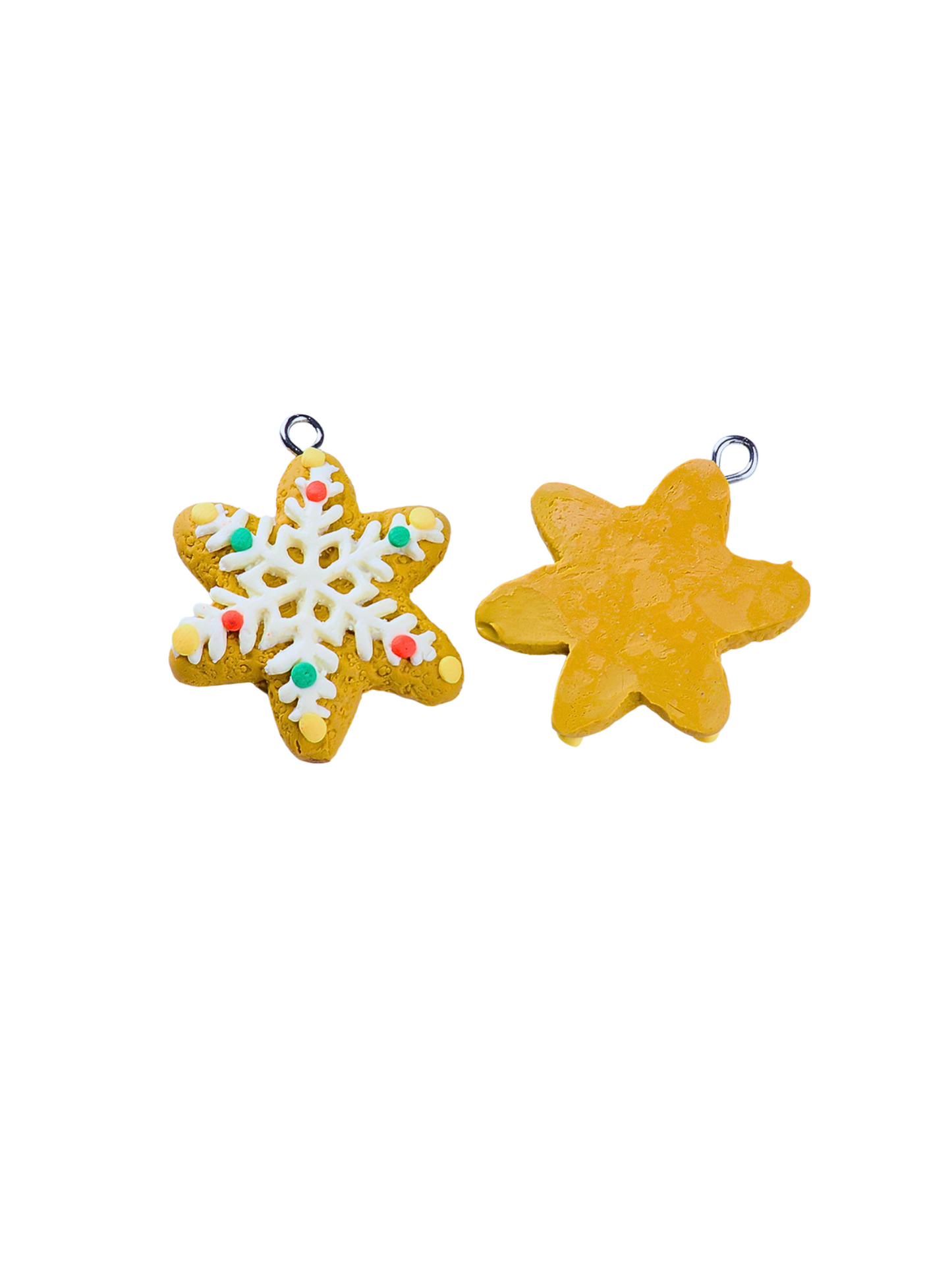 Front and back view of Snowflake Cookie Lanyard Charm