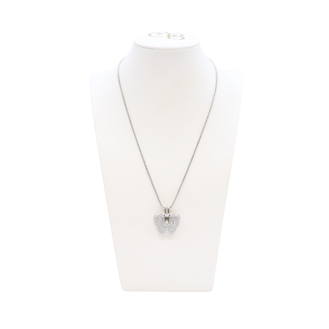 Silver Rhinestone Letter Bubble Necklace