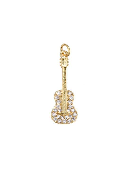 Front of the Gold Glittering Guitar Charm