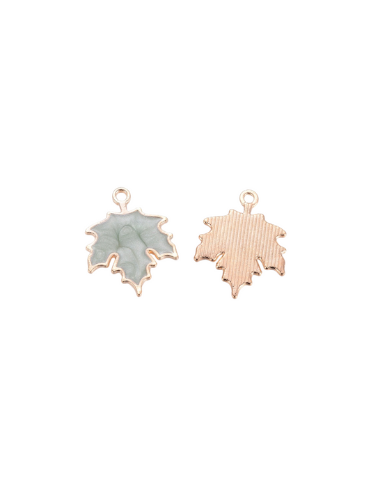 Front and back of Gold Marbled Leaf Charm