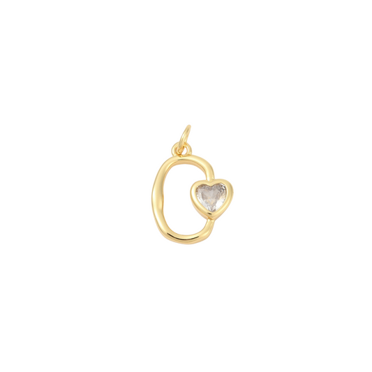 Front View of the Gold Colette Clear Cubic Zirconia Heart Charm