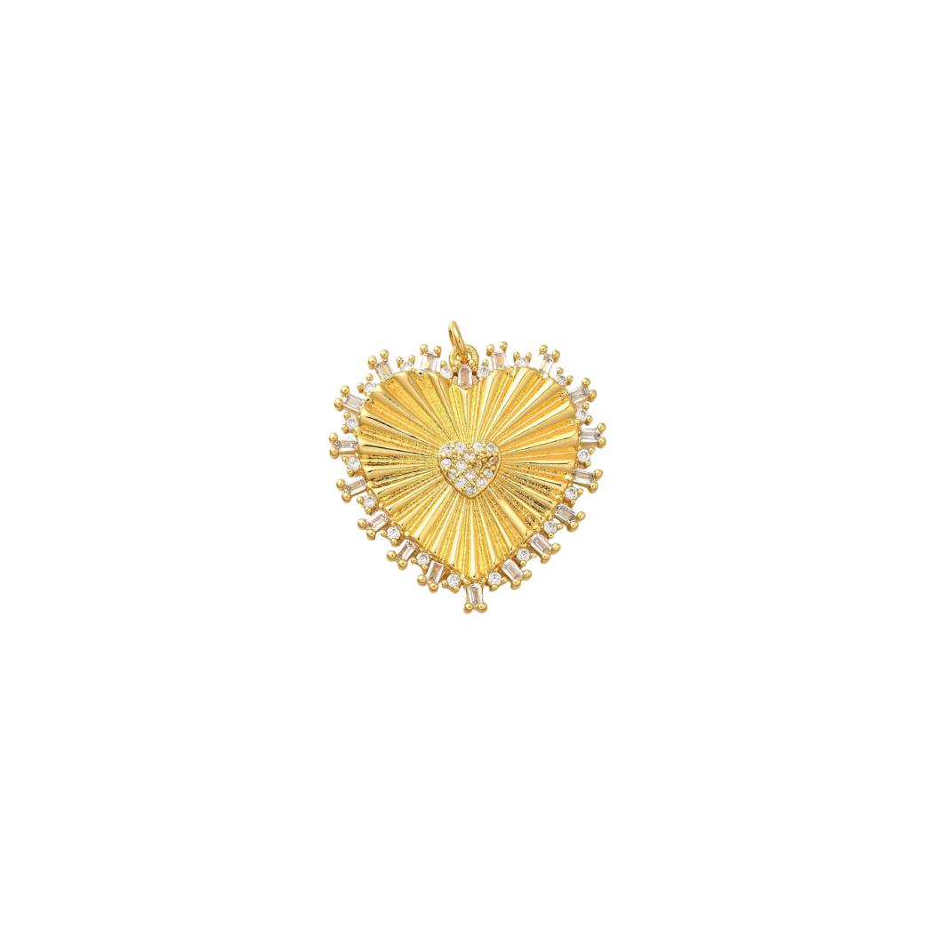 Gold Eternal Heartburst with Cubic Zirconia Charm