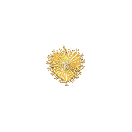 Gold Eternal Heartburst with Cubic Zirconia Charm
