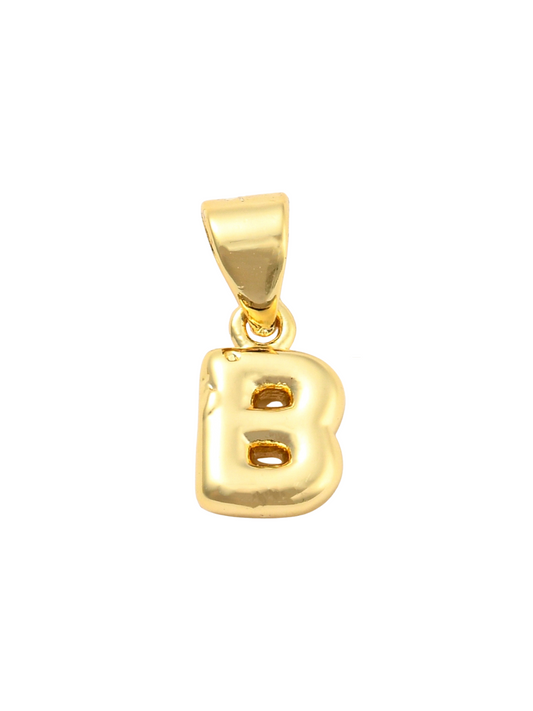 Front of the Gold Mini 18K Bubble Letter "B" Charm