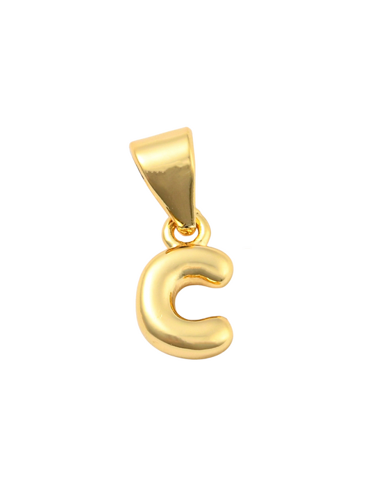 Front of the Gold Mini 18K Bubble Letter "C" Charm