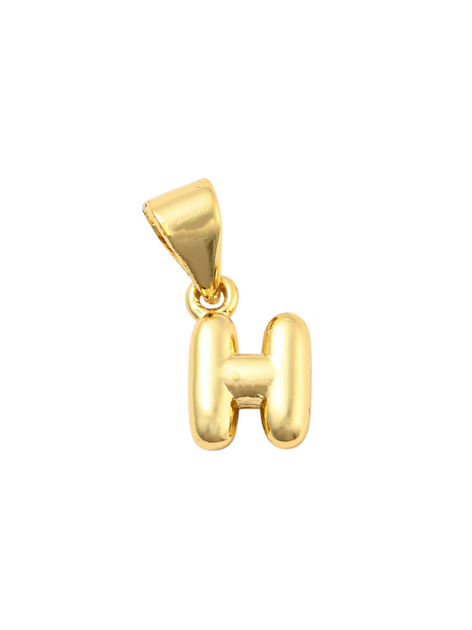 Front of the Gold Mini 18K Bubble Letter "H" Charm