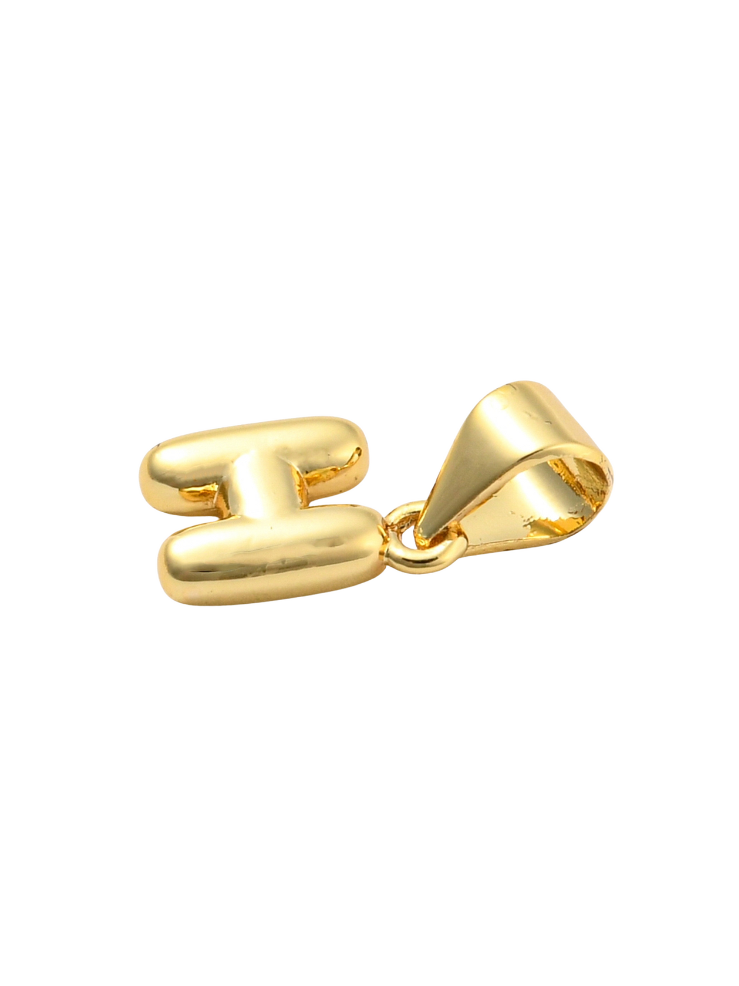 Side of the Gold Mini 18K Bubble Letter "H" Charm