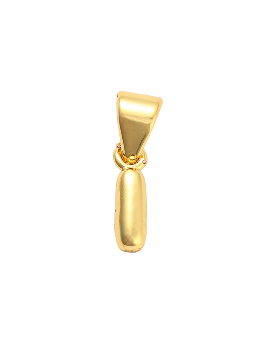 Front of the Gold Mini 18K Bubble Letter "I" Charm