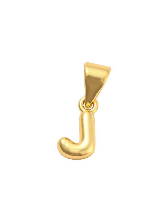 Front of the Gold Mini 18K Bubble Letter "J" Charm