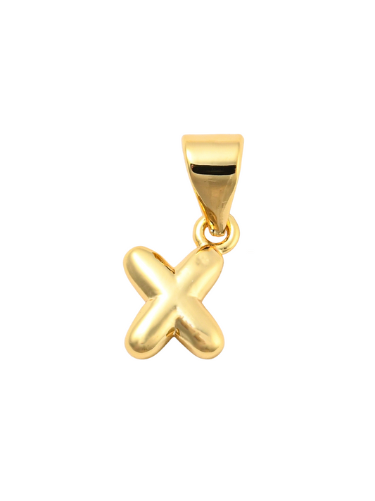 Front of theGold Mini 18K Bubble Letter "X" Charm