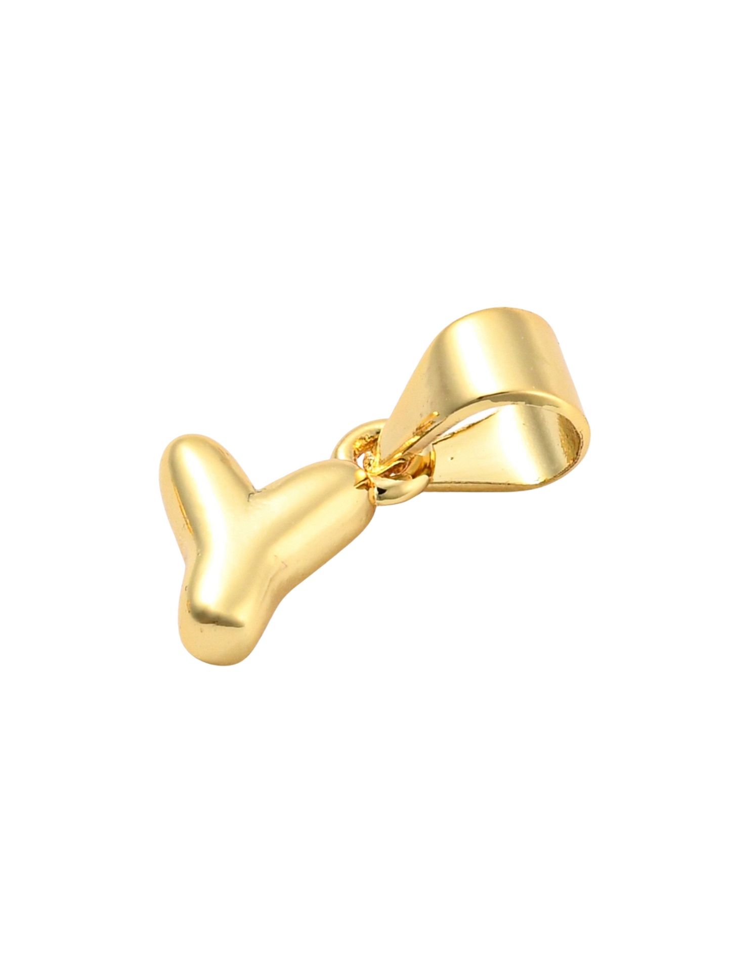 Side of the Gold Mini 18K Bubble Letter "Y" Charm