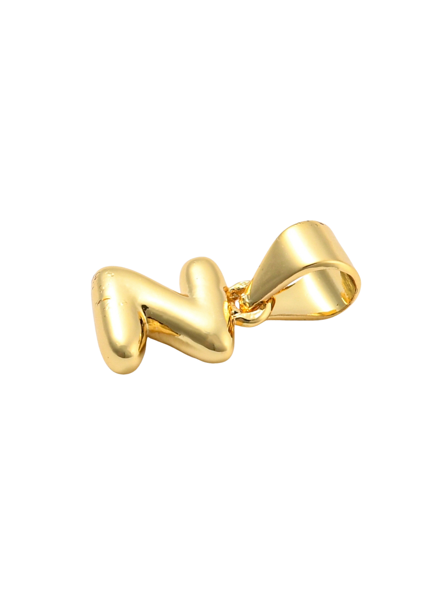 Back of the Gold Mini 18K Bubble Letter "Z" Charm