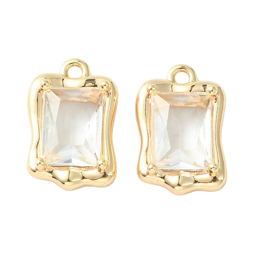 Front of two Gold Mirror Glass Frame Charm