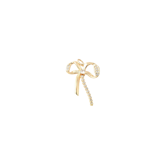 Front View of the Gold Nova Bow with Cubic Zirconia Charm