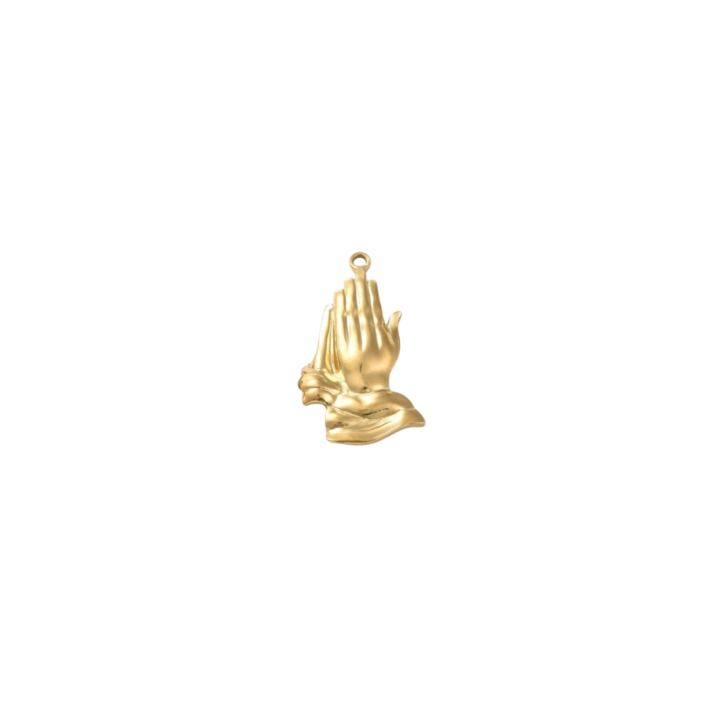 Front View of the Gold Praying Hands Charm