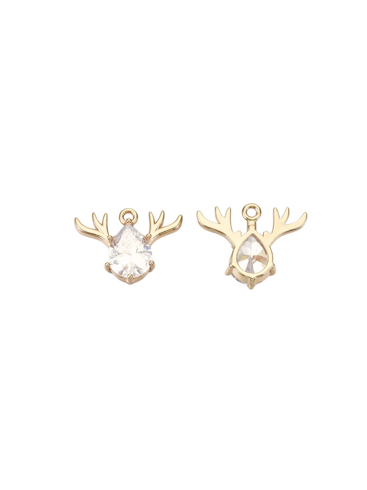 Front and back of the Gold Reindeer Antler Charm