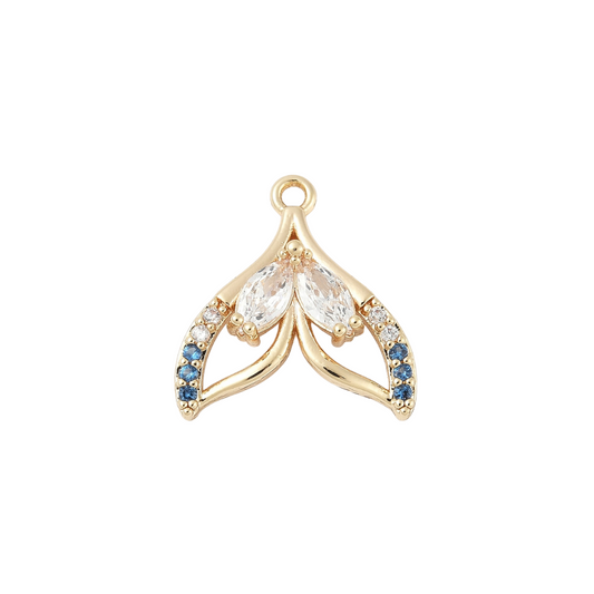 Gold Whale Tail Whisper with Cubic Zirconia Charm