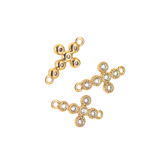 Gold Bubble Rhinestone Connector Cross