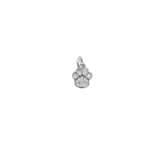 Silver Cubic Zirconia Paw Print